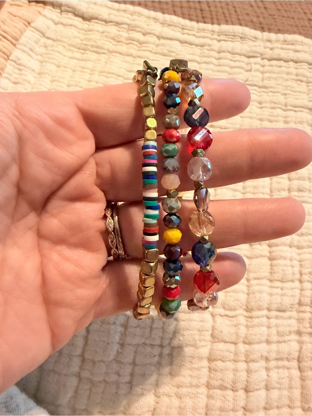 Ermish Extended Size Colorful Beaded Stretch Bracelet Set - Multi - Picture 2 of 2